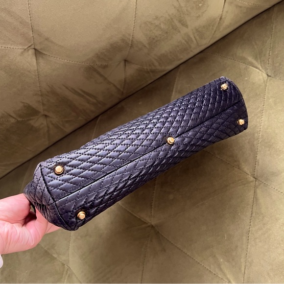 VTG Bally Black Quilted Leather Satchel Gold Hardware - Picture 6 of 13